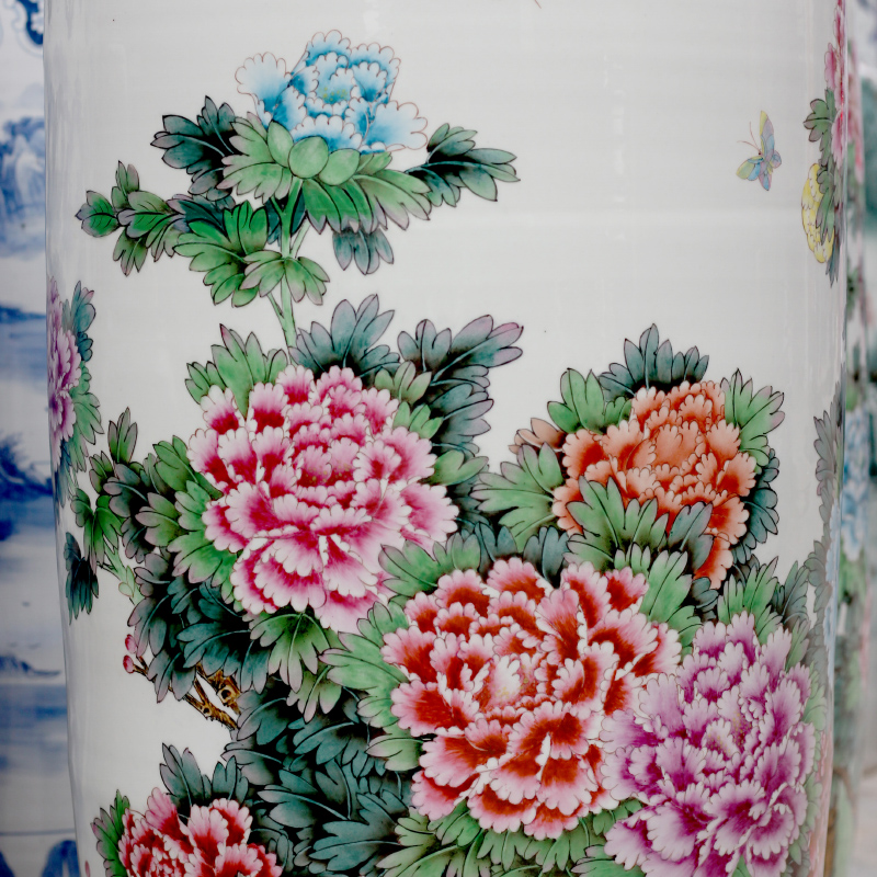 Hand - made pastel riches and honor peony flowers figure sitting room of large vase store decorations of jingdezhen ceramic furnishing articles