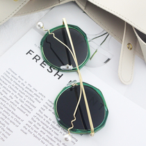 Pearl personality retro polarized sunglasses female tide high-grade big face round face green myopia sunglasses summer sunscreen