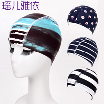 Nylon cloth swimming cap hot spring high-grade printed long swimming cap high-elastic breathable adult children for men and women
