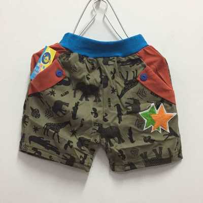 Children's clothing factory direct sales summer towel embroidered five-pointed star animal-shaped button pocket double pocket shorts