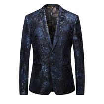 New printing suit men to take Korean version of handsome business casual suit coat personality dark flower tide