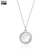 18k Gold Diamond Dolphin Guardian Necklace Pendant Diamond Dolphin Female Necklace Customizable Platinum