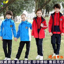 Kindergarten garden uniform set autumn and winter school uniform primary and secondary school students storm jacket three-piece set thick plus velvet class uniform customization