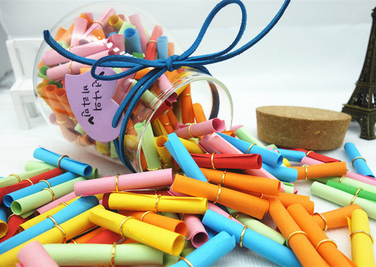 彩色小纸卷许愿纸卷纸星星纸许愿星小信纸 心情便 星星夜光星星纸