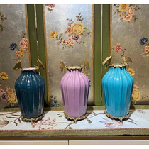 European and American style pure copper vase French style pendulum floriers Villa Living Room Tea Table Decorations Fireplace Genguan Cabinet Table