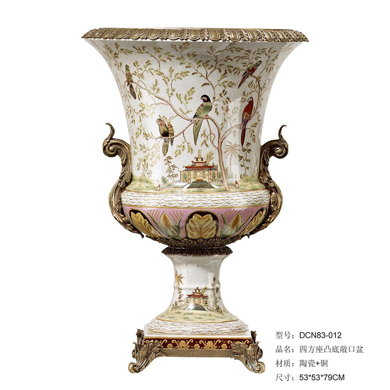 高端奢华装饰落地花瓶欧式高档花瓶摆件美式古典花瓶法式花器摆件_7折