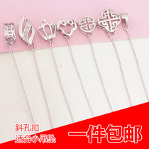 s925 sterling silver fine needle buckle head oblique hole crooked hole left and right hole hanging buckle thick Niu nostril cross hole small hanging buckle