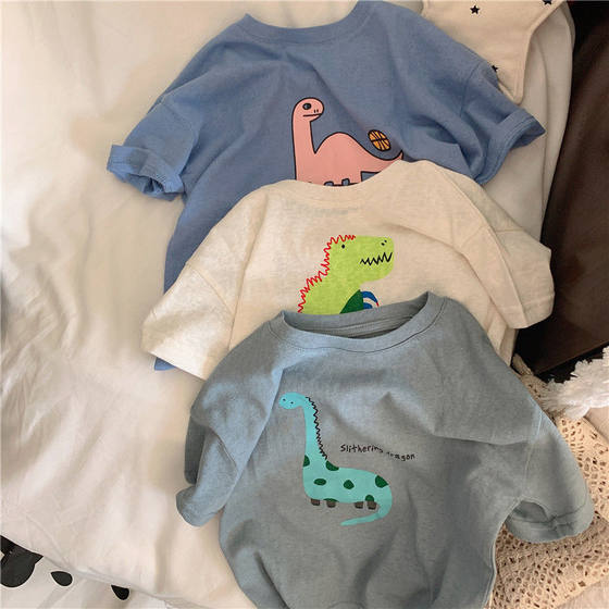 Summer children's cotton T-shirt children's casual tops for boys loose round neck short-sleeved dinosaur printed shirt breathable
Summer children's cotton T-shirt children's casual tops for boys loose round neck short-sleeved dinosaur printed shirt breathable
