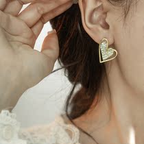 s925 Silver Needle Water Drill Double Loving Earrings Woman Superior Personality Light Luxury 2021 New Tide Ear Accessories