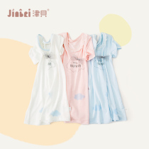 Jinbei Modal Girls Nightdress Summer Thin Short Sleeve Princess Home Dress Sleeveless 1 to 6 Years Old Childrens Pajamas