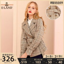 ELAND clothing love spring and summer sweet college style pattern waist lace-up small blazer female slim