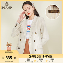 ELAND CLOTHES ROMANCE EARLY SPRING Han Edition BRIEF CAREER COMMUTE Thin Western Suit Striped High-end Small Suit Jacket Woman