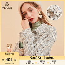 ELAND CLOTHES LOVERS Sweet Beauty Brief Advanced Sensation Small Scents Weave Jacket Career Plaid Niche Elegant Temperament Woman