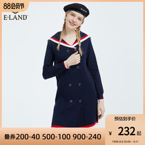 ElAND Garment Summer College Fengnavy Collage Collapse Color Knitted in Long Dress Costume