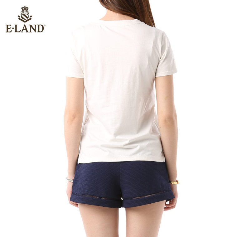 商场同款ELAND衣恋15年夏季刺绣鹦鹉短袖T恤EERA52552M专柜正品