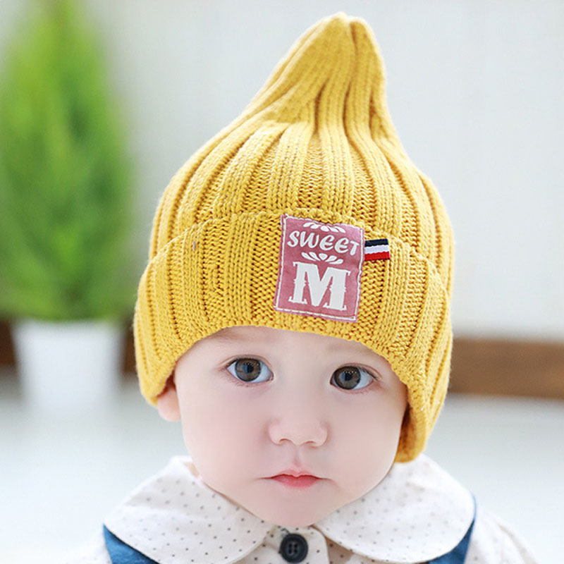 熊朵宝宝帽冬季6-12个月针织毛线套头帽婴儿保暖护耳帽男女童韩国产品展示图1