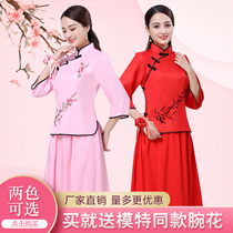 Chinese bridesmaid dress 2019 spring new sister group best friend pink long Chinese style dress skirt womens long sleeve