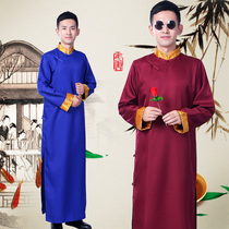 Mens cross talk suit big coat May 4th Republic of China youth dress gown Tang suit Chinese cross talk performance costume