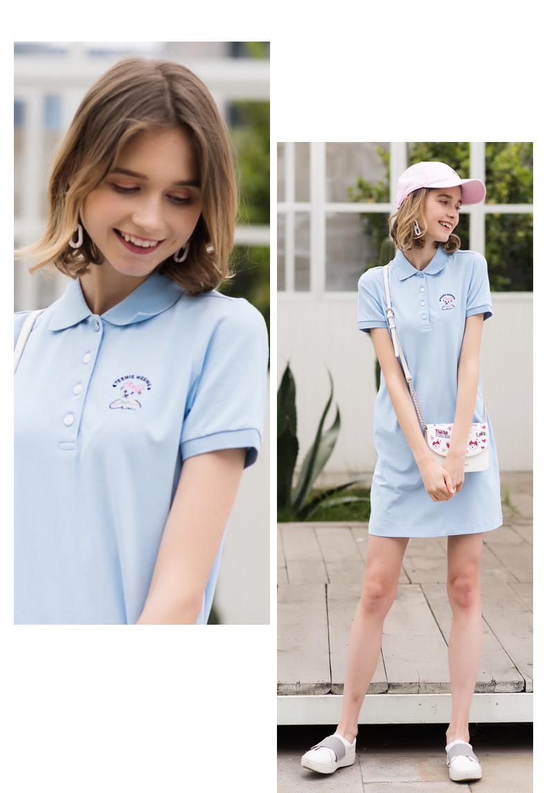 teenieweenie小熊2018夏装新款女装polo裙短袖连衣裙ttom82691k