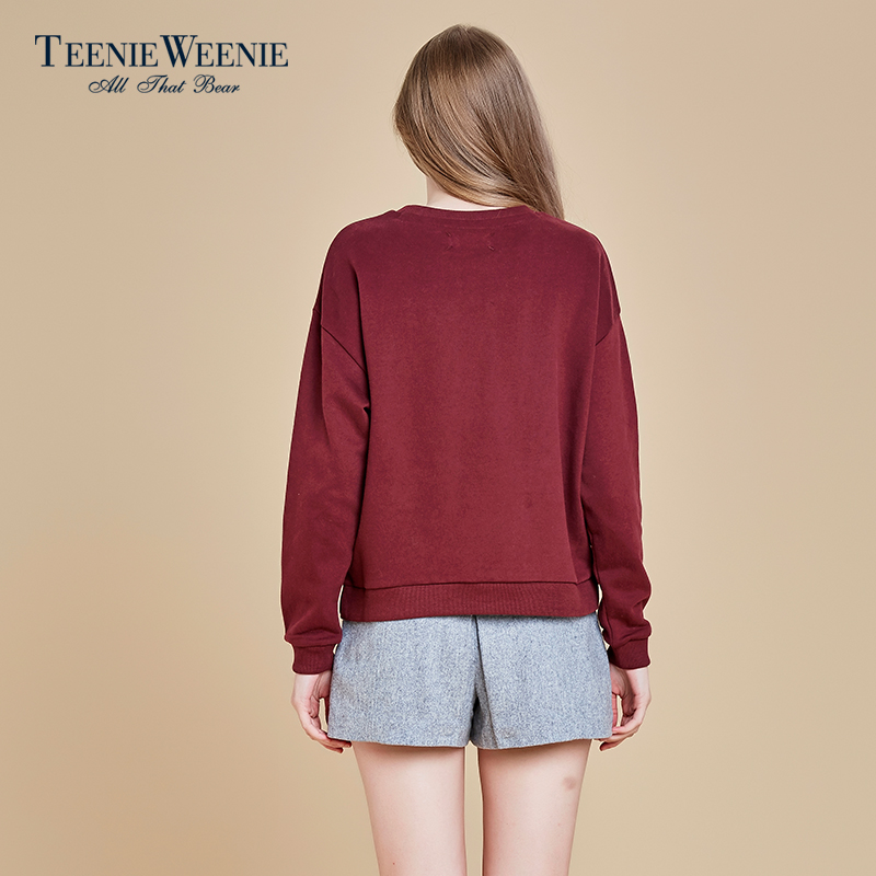 Teenie Weenie小熊2016冬新品女装立体花装饰卫衣TTMA64T04K产品展示图2