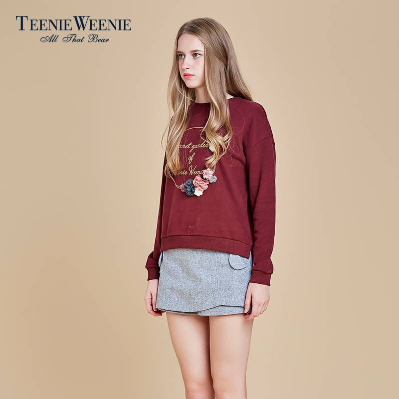 Teenie Weenie小熊2016冬新品女装立体花装饰卫衣TTMA64T04K产品展示图5