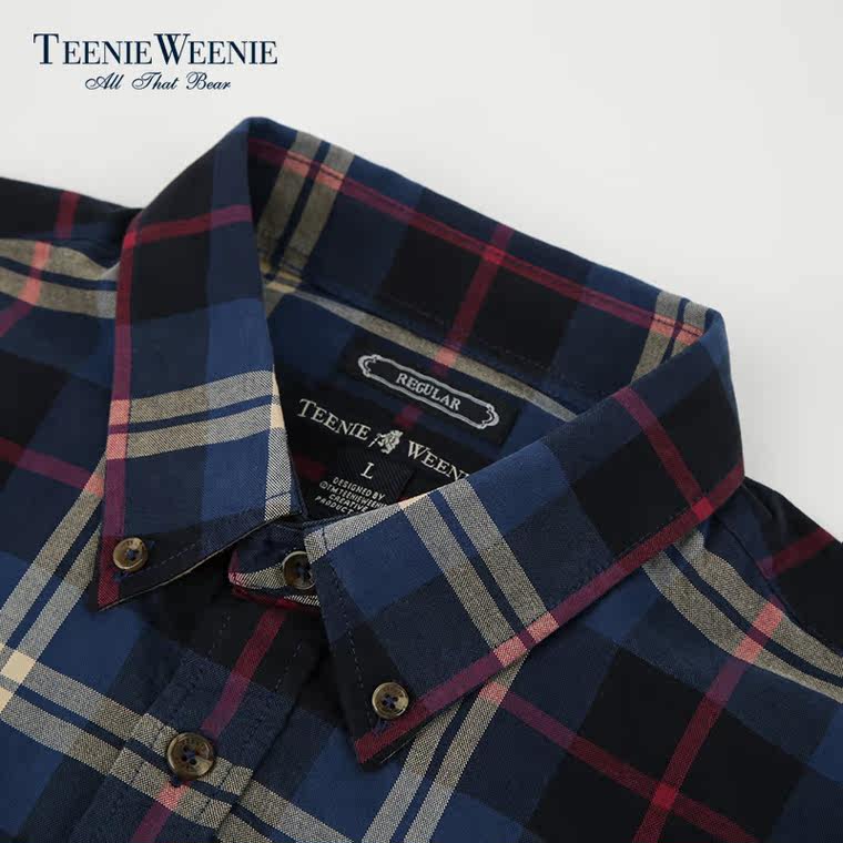 Teenie Weenie小熊2015专柜正品男装秋季长袖格纹衬衫TNYC5F982I