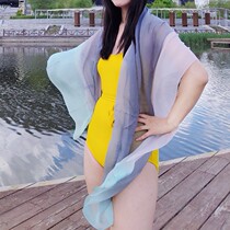 100% mulberry silk scarf gradient green silk scarf travel sunscreen shawl long gauze womens autumn and winter specials