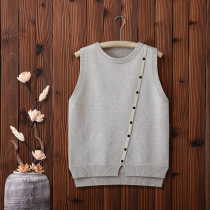 2021 new spring and autumn round neck pullover knitted vest womens sweater vest waistcoat wear wool horse clip top