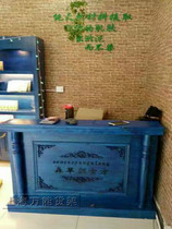 Retro old clothing store cashier Solid wood old bar American retro front desk Barber shop front desk counter