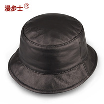 Sheepskin hat Male autumn spring and autumn fisherman hat Genuine leather casual sun hat Lady face small hat lady