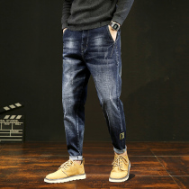 Spring and autumn casual loose trend jeans mens pants Tide brand fat big size slim small feet Haren pants Joker