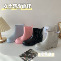 Rain shoes Women Summer fashion Exterior Wearing soft bottom non-slip water Shoe middle cylinder Waterproof Rain Boots Light New Rain Shoes