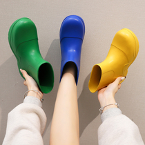 Ashikos Mona Rain Shoes Women Nets Red Homecare Rain Boots Fashion Outside Wearing Non-slip Light Baotou Thick Bottom Womens Water Shoes