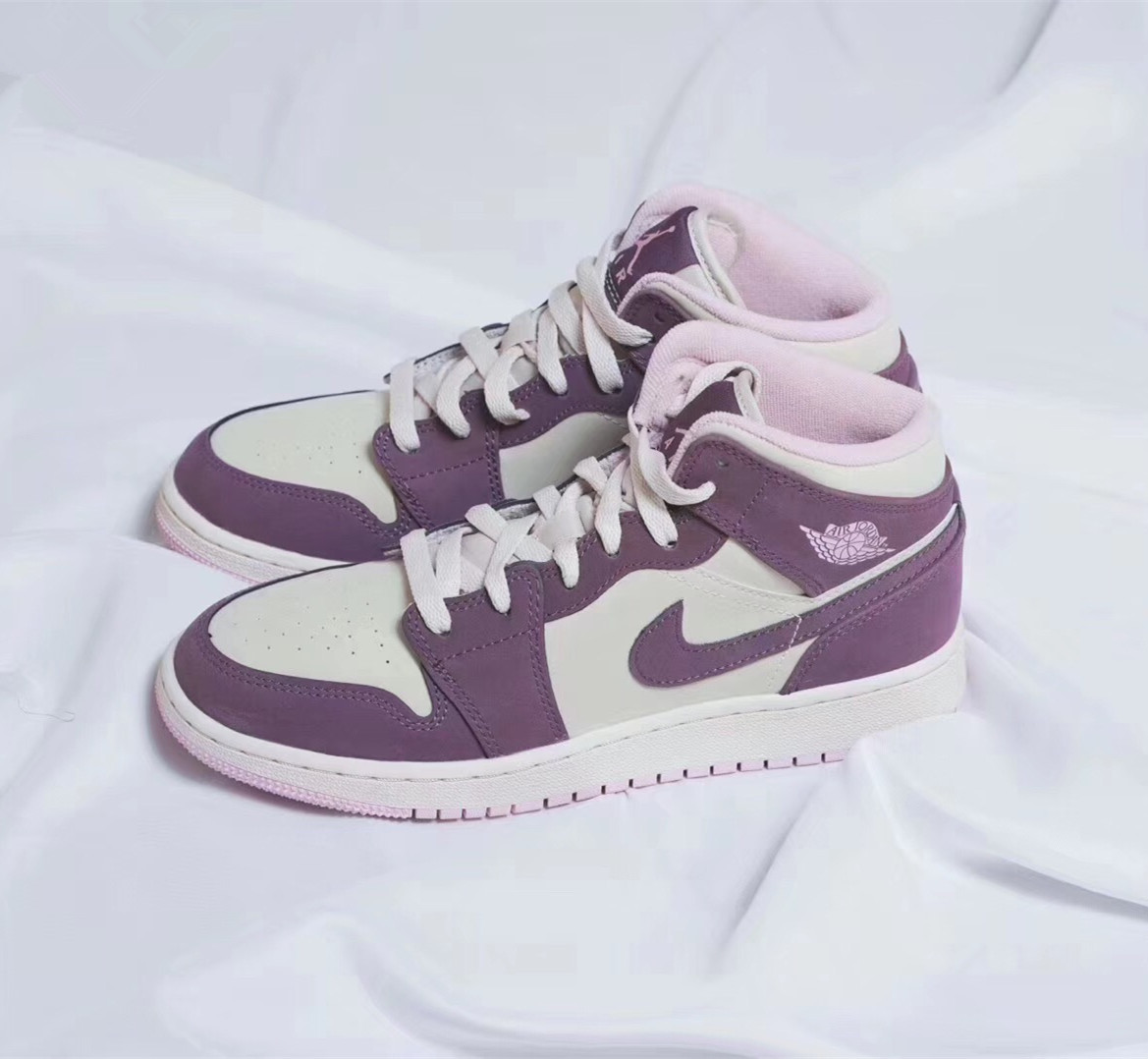 air jordan 1 mid aj1紫葡萄 香芋粉紫女神色中帮女鞋