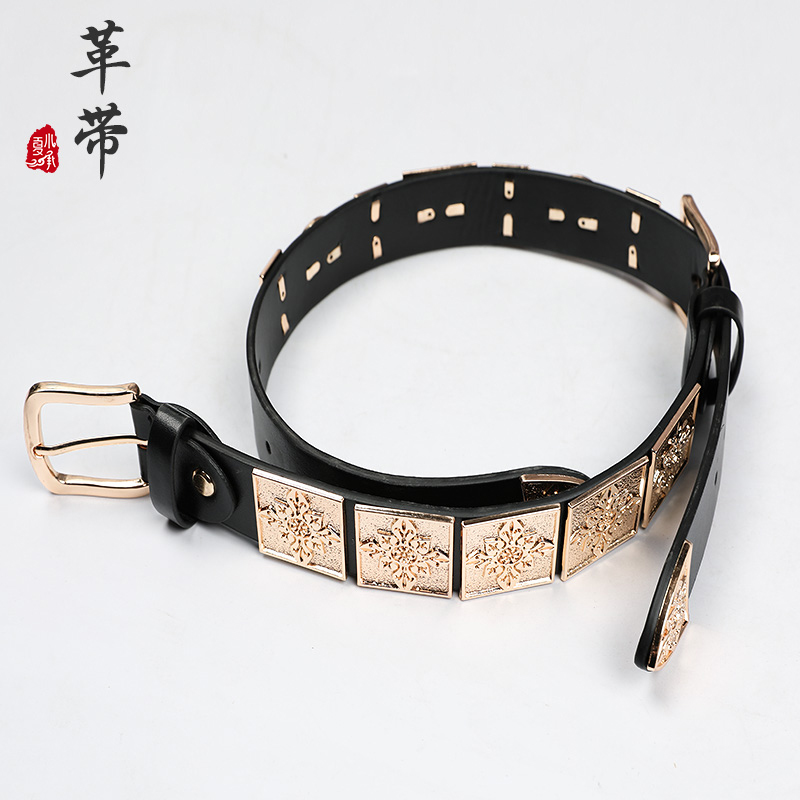 Puppet Jingle Bell Children's Hanfu Leather Belt can be matched with Ming-made Trailing Satie Flying Fish Suit Versatile Tang Round Collar Robe