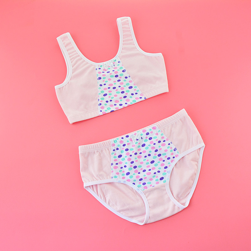品牌发育期女童内衣套装中大童 甜美可爱学生打底小背心三角裤棉