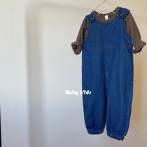 2020 Autumn children vintage Moren denim jumpsuits boys boys and girls loose soft jokey pants tide