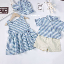 Korean childrens clothing children xiong mei zhuang jie di zhuang baby Western style two-piece girls dress boys plaid suit