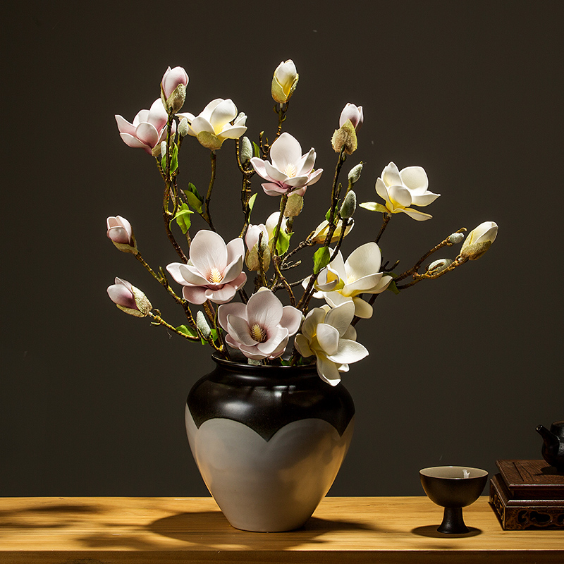 Chinese magnolia artificial flower fake flower living room decoration tea table decoration porch flower decoration dining table silk flower dry bouquet