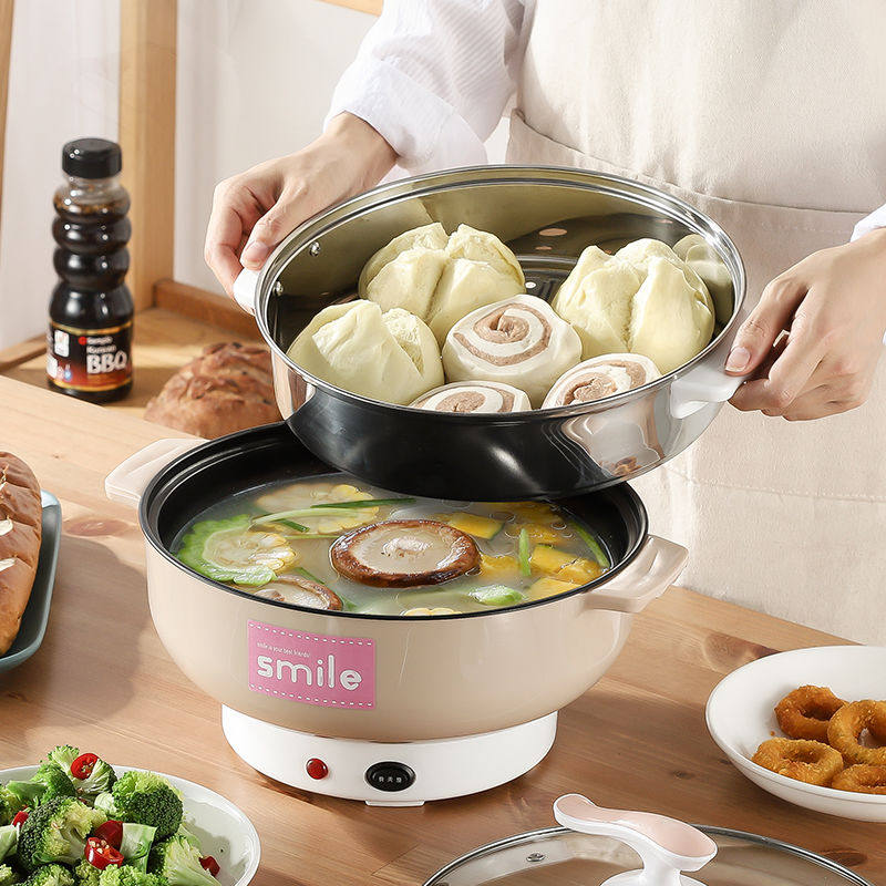 电煮锅学生宿舍锅迷你小电锅家用多功能炒菜煮饭一体锅火锅电炒锅