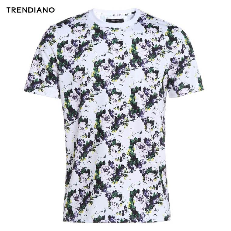 TRENDIANO新男装夏装潮流休闲时尚个性印花圆领短袖T恤314202321R