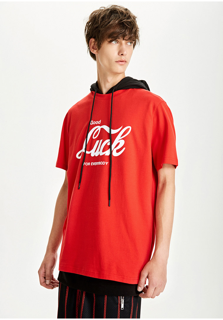 trendiano纯棉字母圆领短袖t恤