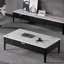 Nordic marble coffee table TV cabinet combination simple modern living room size storage light luxury solid wood coffee table