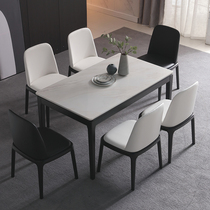 Nordic solid wood dining table rectangular marble dining table and chair combination small apartment modern simple household rice table