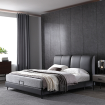 The Nordic bed zhen leather bed small double bed 1 8 meters soft Italian minimalist master bedroom minimalist modern bed
