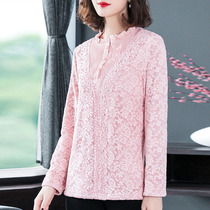 Extra large size womens clothing 2021 spring and autumn lace base shirt women loose 200 pounds fat mm belly cover thin top