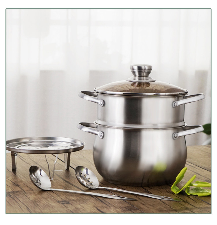 汤锅不锈钢家用加厚复底锅具火锅电磁炉燃气通用二层