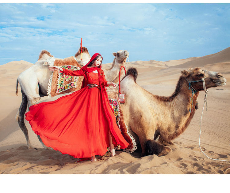 西域风情古装婚纱照舞蹈旅游沙漠衣服敦煌女西域风情女装穿搭拍摄