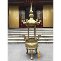 Factory direct land temple with antique round four Dragon column inserted incense burner Scenic Area Temple cast iron incense burner supply