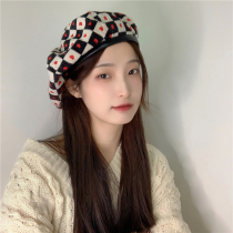 South Korea (designer) Sandro Tarpin love checkerboard beret fashionable face small octagonal hat